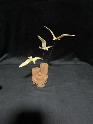 Vintage Seagulls in Flight Kinetic Art Desk Knick Knack Gull Bird Home Decor
