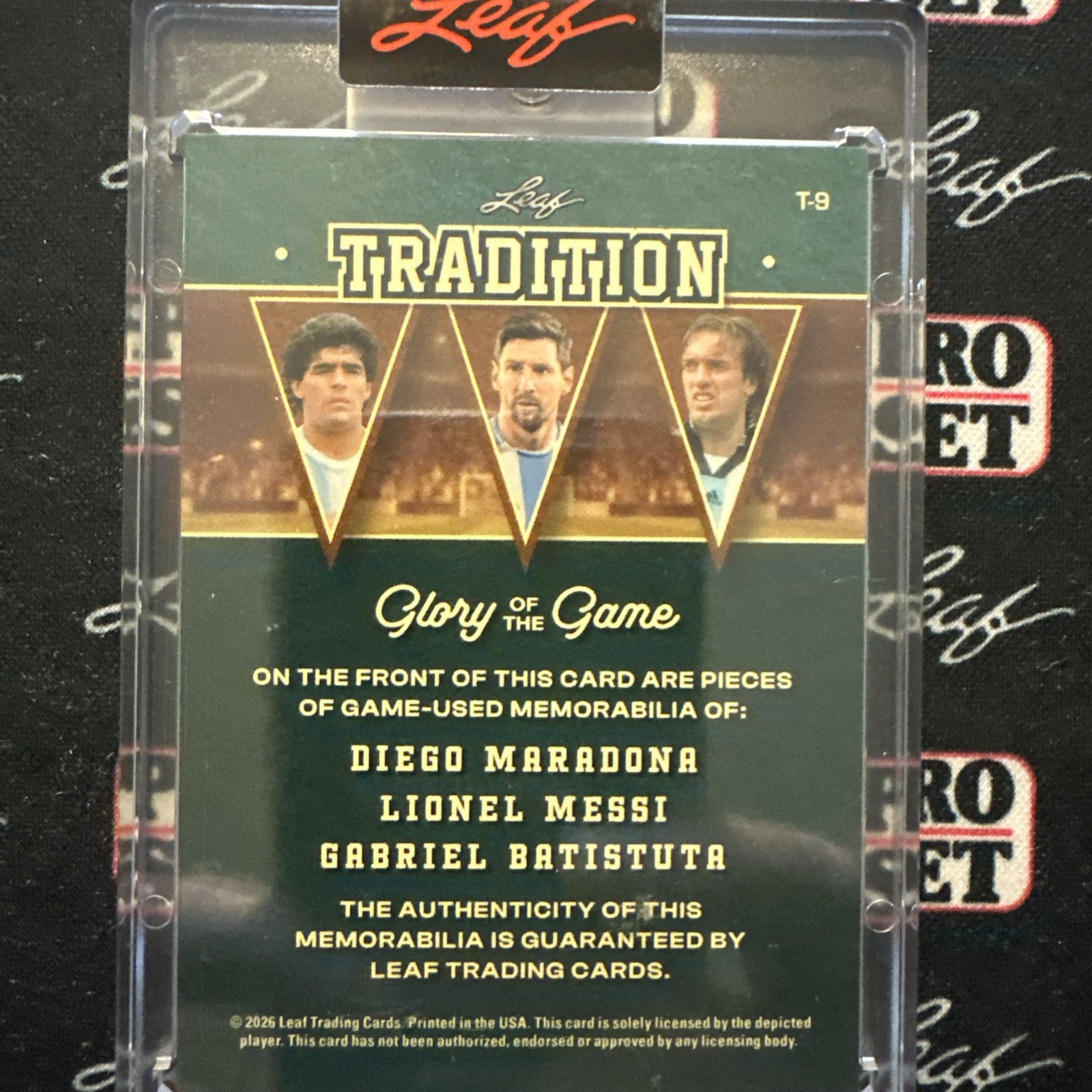 2026 LEAF GLORY OF THE GAME DIEGO MARADONA LIONEL MESSI GABRIEL BATISTUTA 8/12 view 2