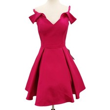 XSCAPE 6 s fuchsia pink off shoulder pleated homecoming mini dress NWT B111 flaw