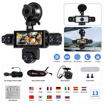 5-Channel Dashcam 360° HD 1080P Car Dash Cam Front Rear Inside Left Right