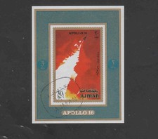 AJMAN 1971 APOLLO 16 MINT VF NH O.G CTO S/S IMP. (AJ37 )