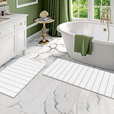 2 Pack Stone Bath Mats Foldable Non-Slip Quick Dry Bathroom Rugs