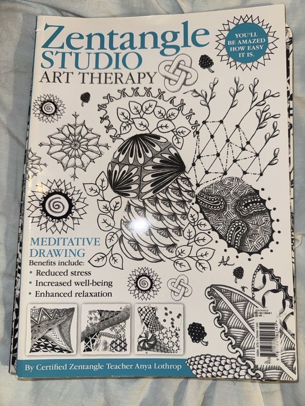Lot of 4 Zentangle Drawing Books – Art Therapy, Basics, Untangled, Techniques