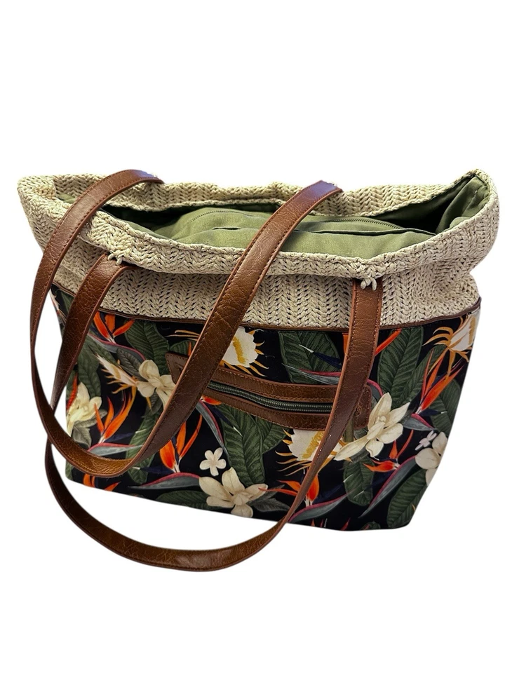 Caribbean Joe Handbag Women's Fabric Floral Tropical Print 12x15 Tote Bag Purse - Image 2 of 4