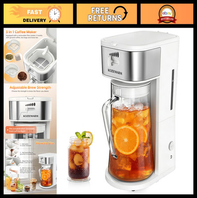 3QT Iced Coffee & Tea Maker with Reusable Filter - Brew Iced Tea, Lattes & More!