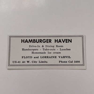 Hamburger Haven Floyd & Lorraine Varvil 1958 MI Ad TAK3-S10