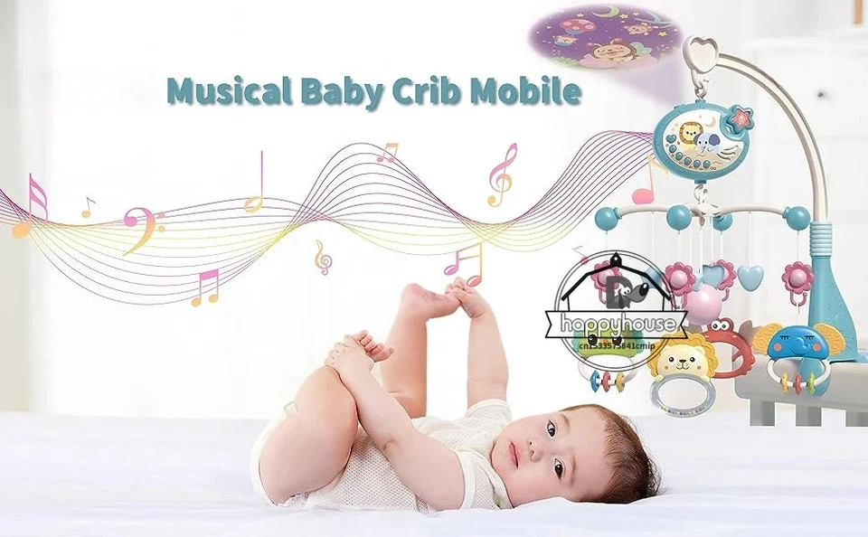 Celular musical berço com luzes projeção de música para bebês controle remoto - Imagem 4 de 4