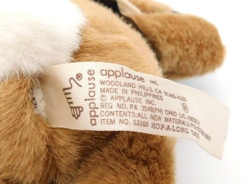 Vintage Applause Hop a Long Bunny Rabbit Plush with Tag 8" Brown Hat Big Teeth - Picture 6 of 7