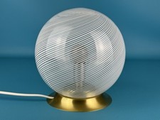 Lampada In Vetro Di Murano Sfera Spirale Base Ottone Design Space Age 1970