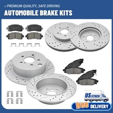 Front & Rear Drilled Disc Brake Rotors Ceramic Pads For Subaru Impreza Crosstrek