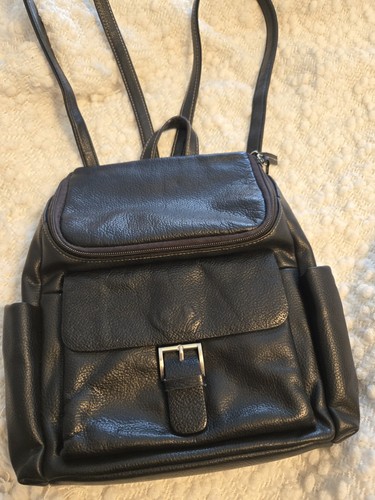 Sporty Black Leather Backpack - Bild 1 von 5