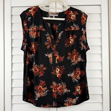 Daniel Rainn Floral Blouse XL Black Sleeveles...