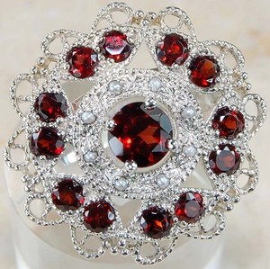 4CT  Fire Garnet 925 Sterling Silver Nouveau Look Ring Sz 8 F5-8