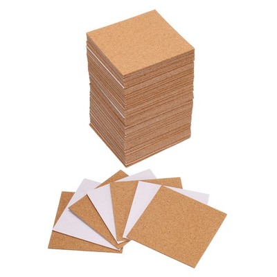 80pcs Self Adhesive Cork Coasters 4''x 4''x 0.06'' Cork Mats Cork, Square