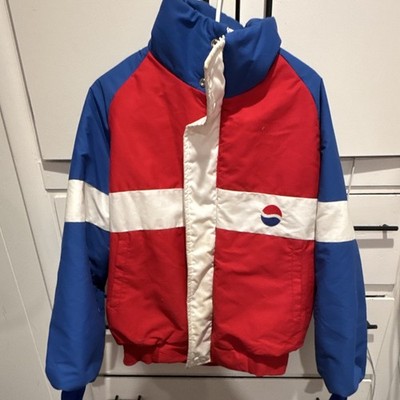 Pepsi Men s XL Colorblock Full Zip Puffer Jacket Logo Stand-Up Collar