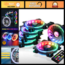 6-Pack 120MM RGB LED PC Cooling Fans with Remote Control for Computer Case, CPU