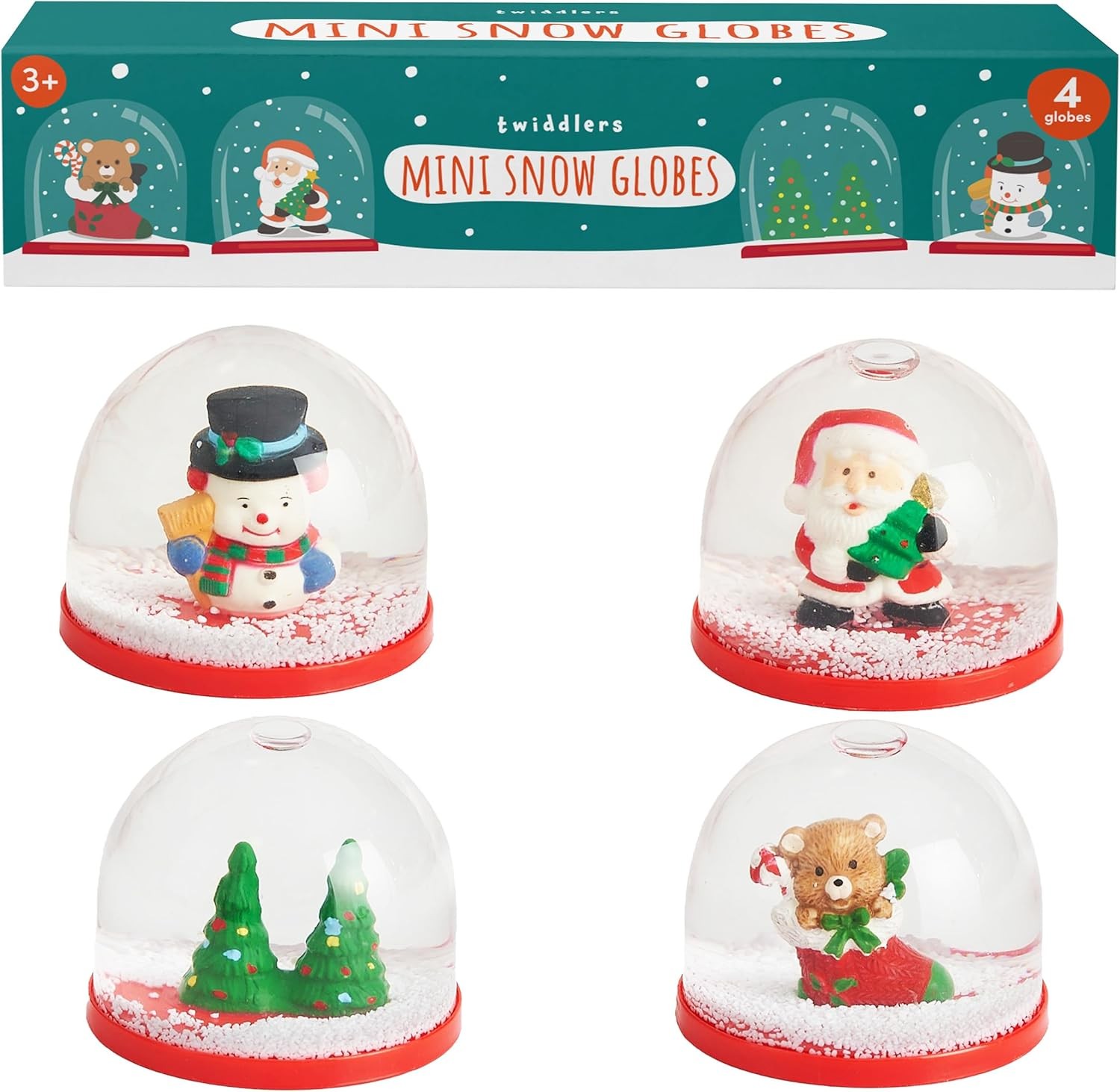 THE TWIDDLERS - 4 Mini Weihnachten Schneekugeln, 2 Zoll - verschiedene Xmas Festive Des