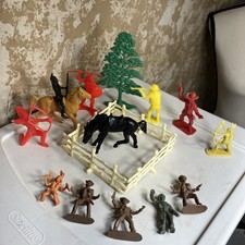 Small Lot of Men and Animals Plastic Indian Cowboy Horse