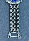 Antique Silver Tone Art Deco Czech Blue Gemstone Filigree Design Bracelet — photo 7