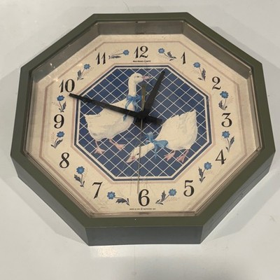 Vintage 1987 New Haven Burwood Country Geese Octagon Wall Clock