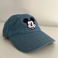 Disney Mickey Mouse Denim Blue Adjustable Cap Hat, One Size - NWT