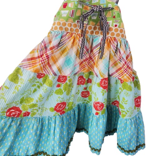 Matilda Jane Platinum Knot Dress Sz 8 Plaid Floral Polka Dot Twirl Dress #435 - Picture 2 of 8