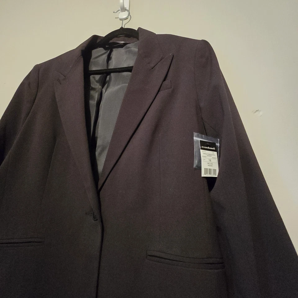 Jaqueta Blazer Feminina Norma Kamali NOVA Tamanho 18 Preta Forrada com Peito Único Trabalho  - Imagem 2 de 4