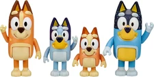 Bluey Family Figure Pack of 4, Robust Poseable Character Toys with Bingo, Chilli