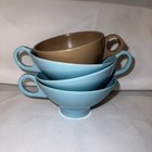 Vtg Melmac Melamine Coffee Cups Lot 4 Turquoise Aqua 1 Prolon Windsor Tan MCM  — photo 1