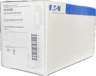 Eaton 7621B-BOX Single Pole Decorator Switch Brown 20A 120/277V 10 Pack