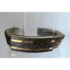 Vintage 70s Metallic Stretchy Belt Black Gold Glamorous Sparkle Statement Retro