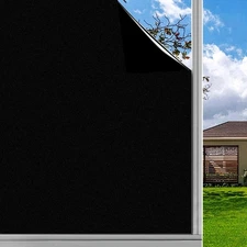 Finnez Blackout Window Privacy Film No Glue 17.5 Inch x 6.5 Feet, Black 