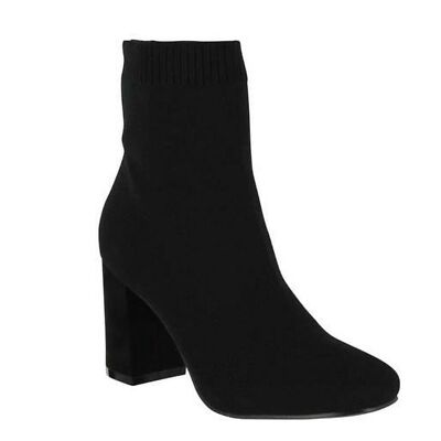 MIA Womens Black Knit Cushioned Erika Square Toe Block Heel Booties 7 M
