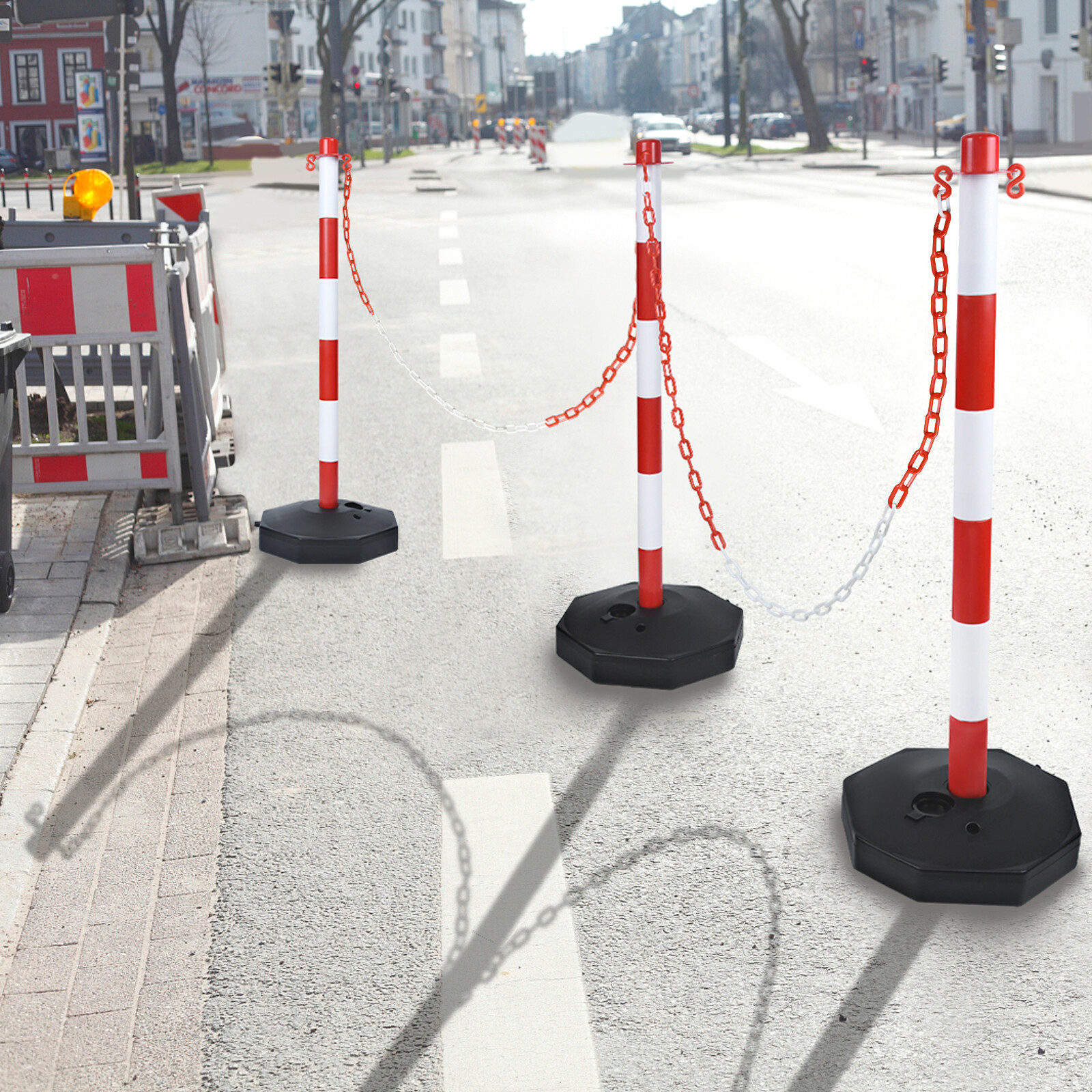 4er Set Absperrpfosten 68cm - Reflektierende Poller Für Einfahrt & Grundstück