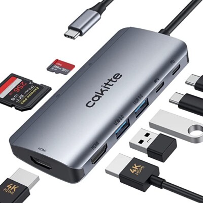 USB C Dockingstation, Cakitte 8 in 1 USB C auf Dual HDMI Adapter mit 2 HDMI, 2