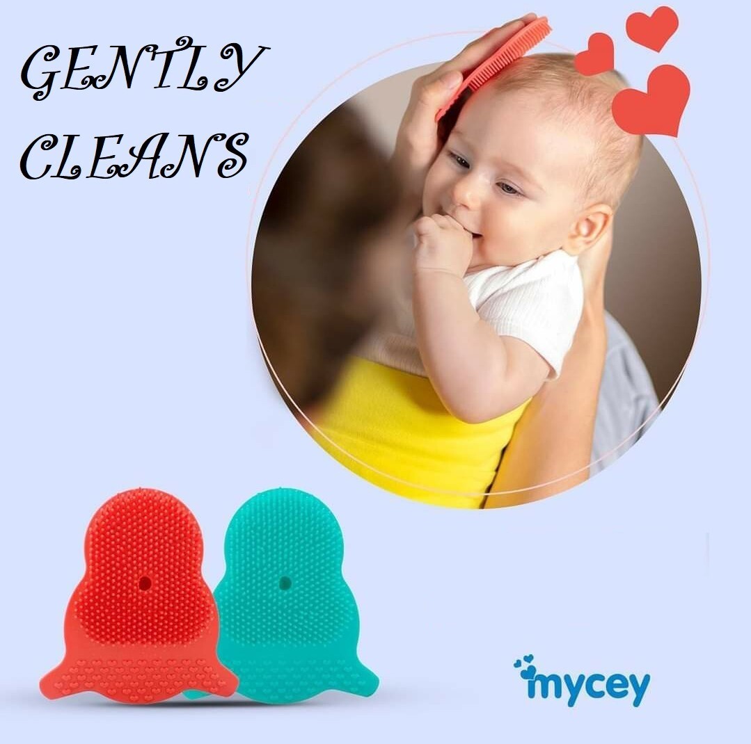 MYCEY Bath and Cradle Cap Brush - Baby Massage Brush - Blue