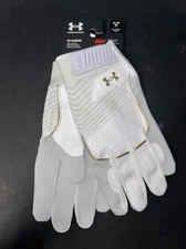 🔥Under Armour UA HARPER Baseball Softball White Batting Gloves Men's XL