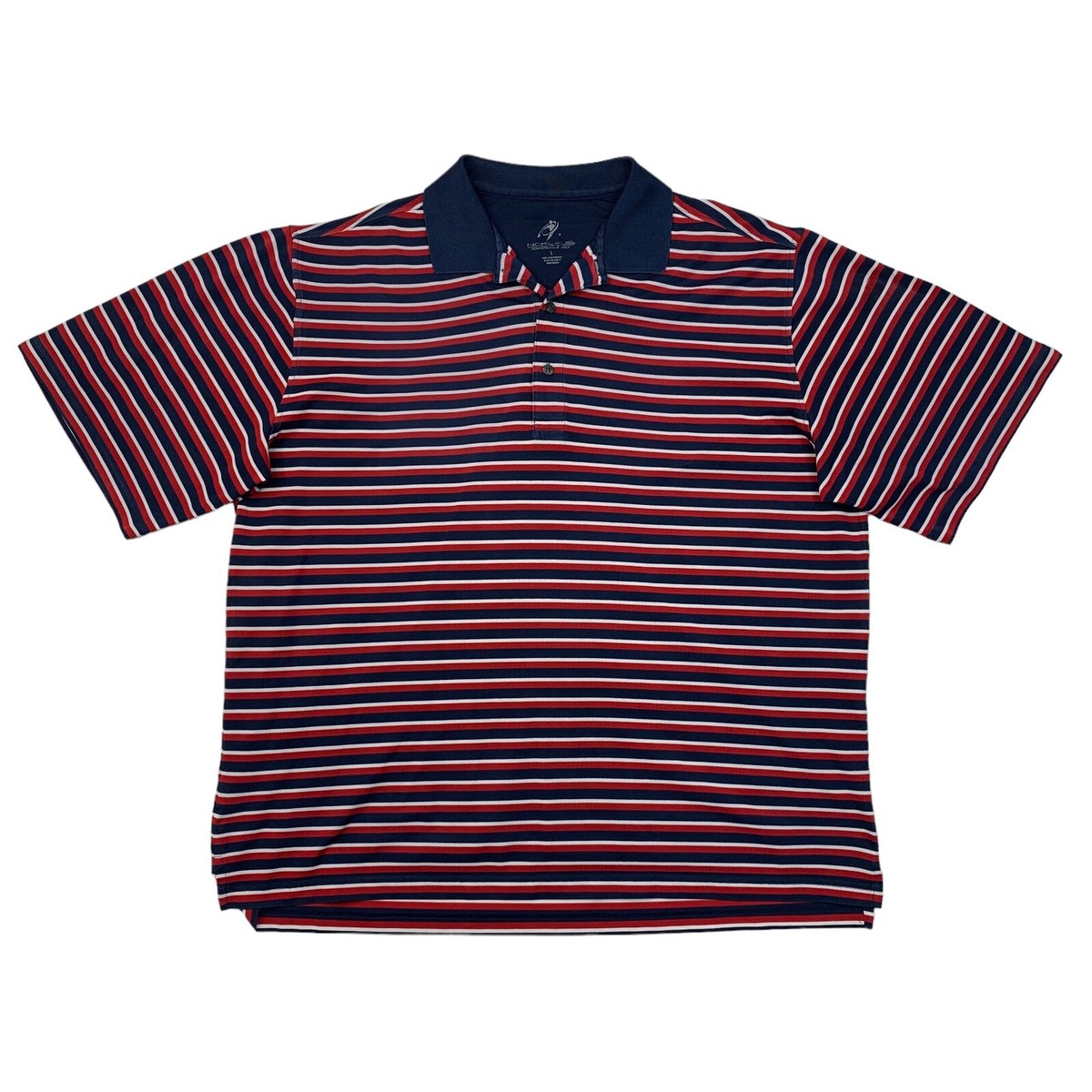 Jack Nicklaus Polo Shirt Mens L Large Red Navy Blue Striped