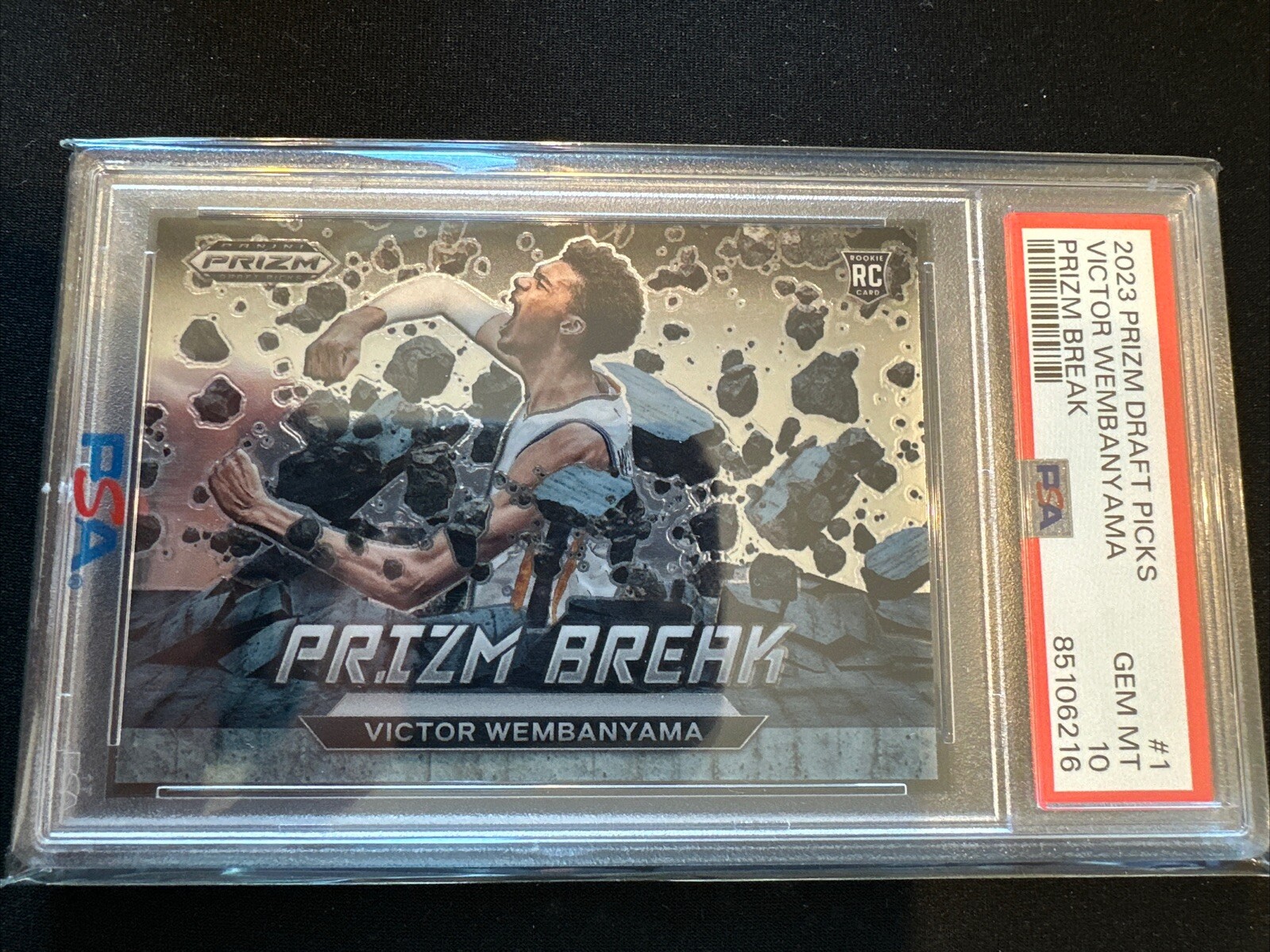 2023-24 Panini Prizm Draft Picks Prizm Break #1 Victor Wembanyama PSA 10 Spurs