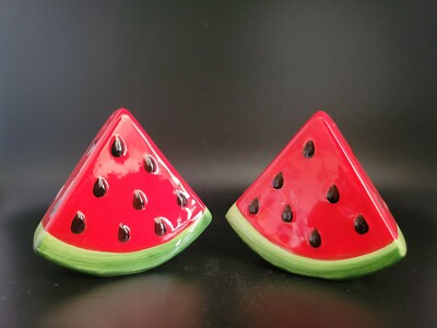 Summer Watermelon Fruit Ceramic Salt & Pepper Shakers Set New