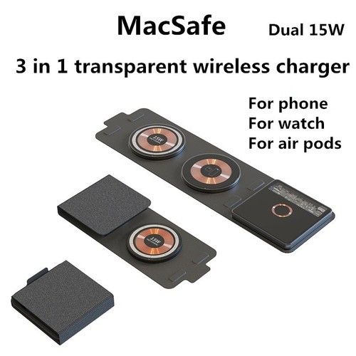 Tapis de Tapis Pliable Chargeur Sans Fil 3 en 1 pour Apple Watch Air Pods iPhone 14 Max - Photo 2 sur 20