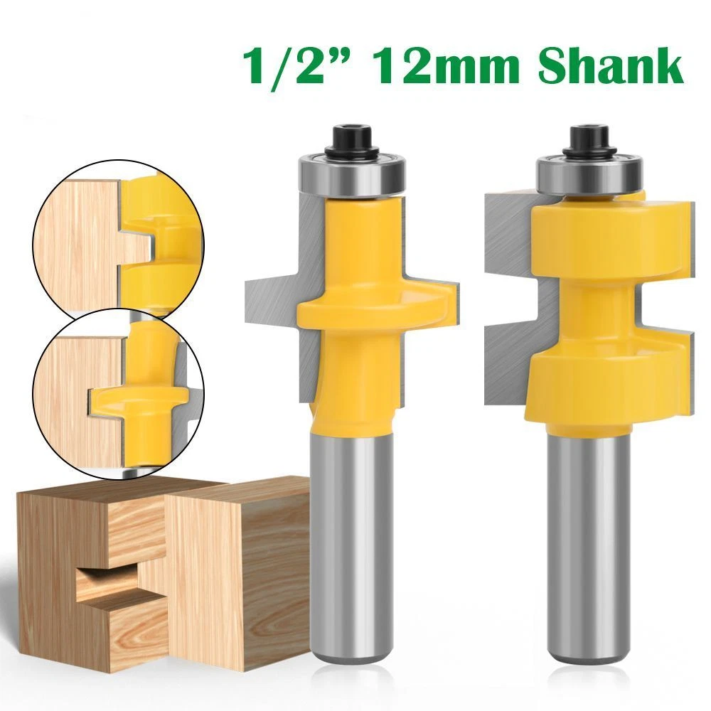 2Pcs Shank T Slot Bearings Square Tooth Bit 12 1 2 Milling Cutter Router Bit Set