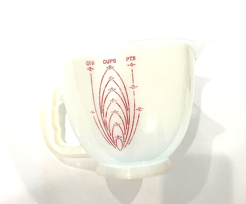 Vintage Tupperware 8 Cup Mix N Stor Measuring Pitcher Bowl White w/Red Numbering
