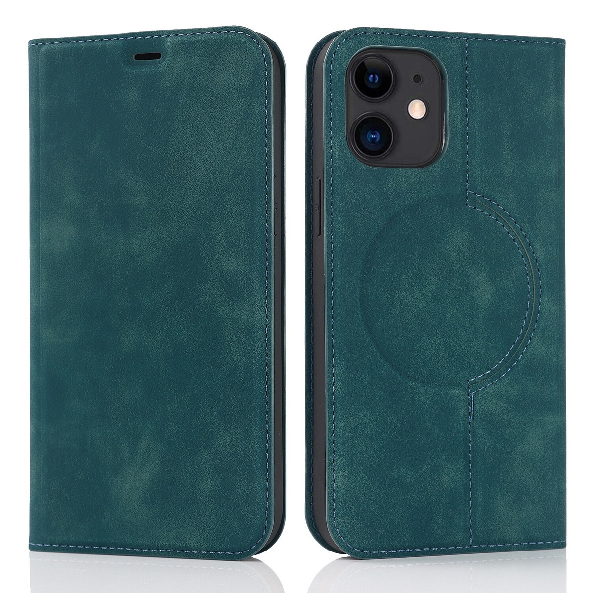 Magnetic Wallet Flip Case With Wireless Charging For iPhone 12 13