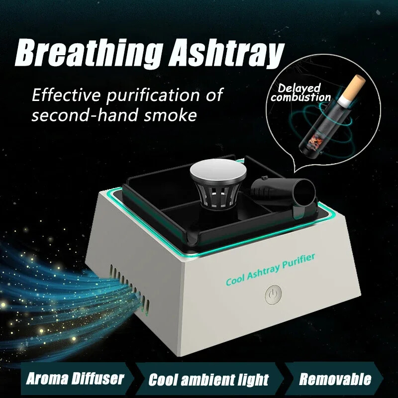 Smart Air Purifier Ashtray with Atmosphere Light for Filtering Second-Hand Smoke