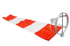 Airport Windsock Corporation 8"X36" Orange & White Windsock & 8" Aluminum Frame