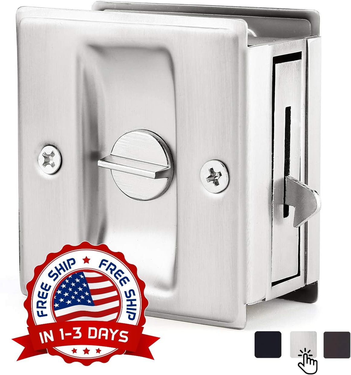 Cerradura De Puerta De Bolsillo De Privacidad De Plata Cepillada De 2.8 Pulgadas