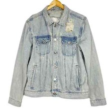 Pacsun Oversized Destroyed Distressed Denim Boyfriend Jacket Light Wash M