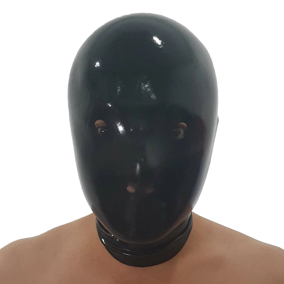 Capucha de látex anatómica unisex negra con ojos y nariz abiertos (talla única)  Foto 2 de 4