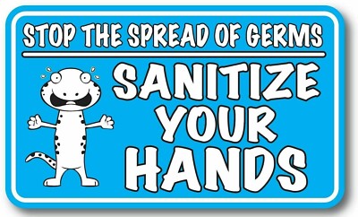 Sanitize Wash Hands Anti Germ Virus Transmission Safety Decal Sticker